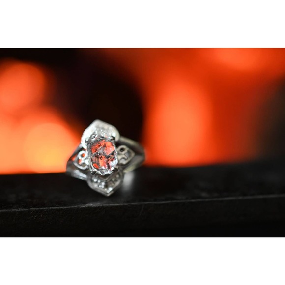 Art Deco Engagement Ring Raw Diamond Ring 925 Sterling Silver Size 5 6 7… - Picture 3 of 4